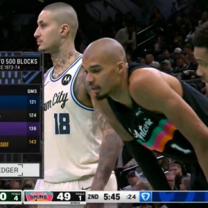 华体会团队-轻伤不下火线！文班残暴双手封盖 紧接着连续2个三分助队打出15-0